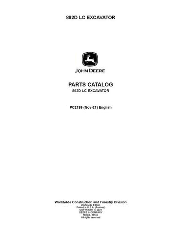 PC2199 - John Deere 892DLC D Series Excavator Parts Manual