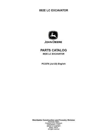 PC2376 - John Deere 892ELC E Series Excavator Parts Manual