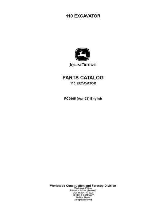 PC2665 - John Deere 110 Series Excavator Parts Manual