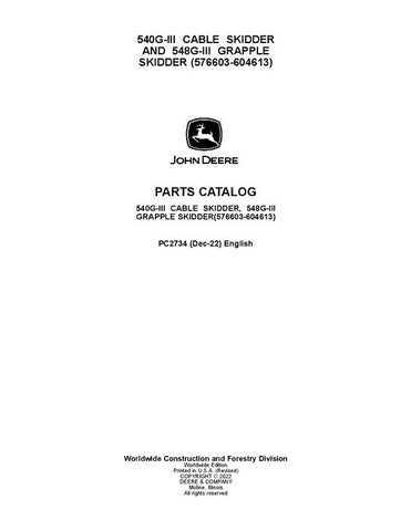 Pdf PC2734 John Deere 540GIII, 548GIII Skidder Parts Manual