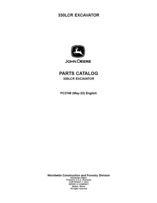 PC2748 - John Deere 330LCR Series Excavator Parts Manual