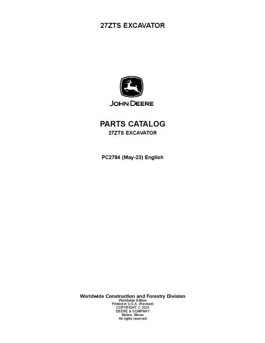 PC2784 - John Deere 27ZTS ZTS Series Excavator Parts Manual