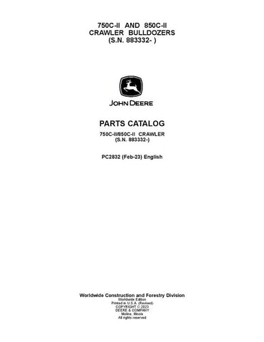 Pdf PC2832 John Deere 750CII, 850CII Crawler Dozer Parts Manual