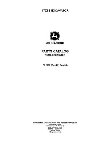 PC2837 - John Deere 17ZTS ZTS Series Excavator Parts Manual