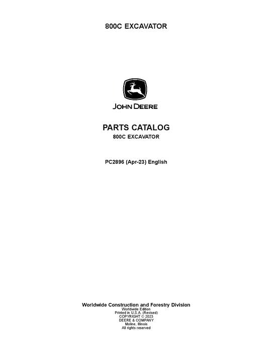 PC2896 - John Deere 800C C Series Excavator Parts Manual