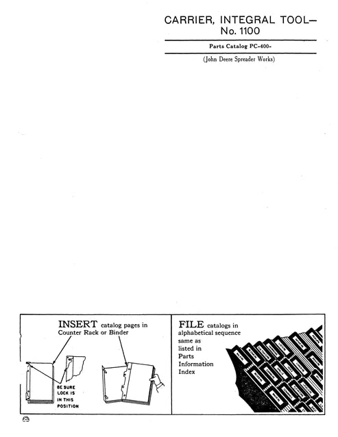 PC400 - John Deere 1100 Integrated Tool Carrier Parts Manual