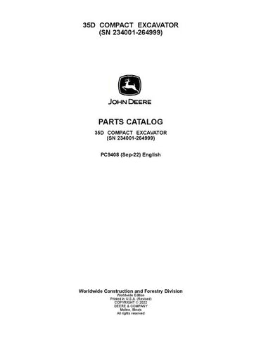 PC9408 - John Deere 35D D Series Excavator Parts Manual