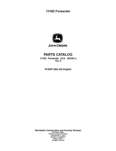 Pdf PC9497 John Deere 1110D T3 Forwarder Parts Manual