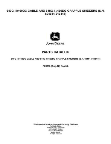 Pdf PC9515 John Deere 640GIII, 648GIII, 460D Skidder Parts Manual