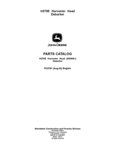 Pdf PC9781 John Deere H270E Harvesting Head Parts Manual