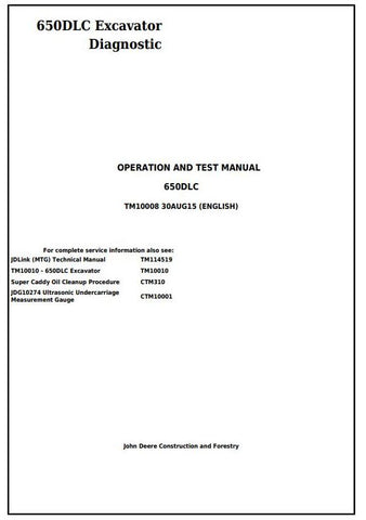 PDF TM10008 John Deere 650DLC Excavator Diagnostic and Test Service Manual