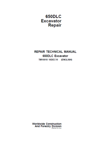 Pdf TM10010 John Deere 650DLC Excavator Repair Service Manual