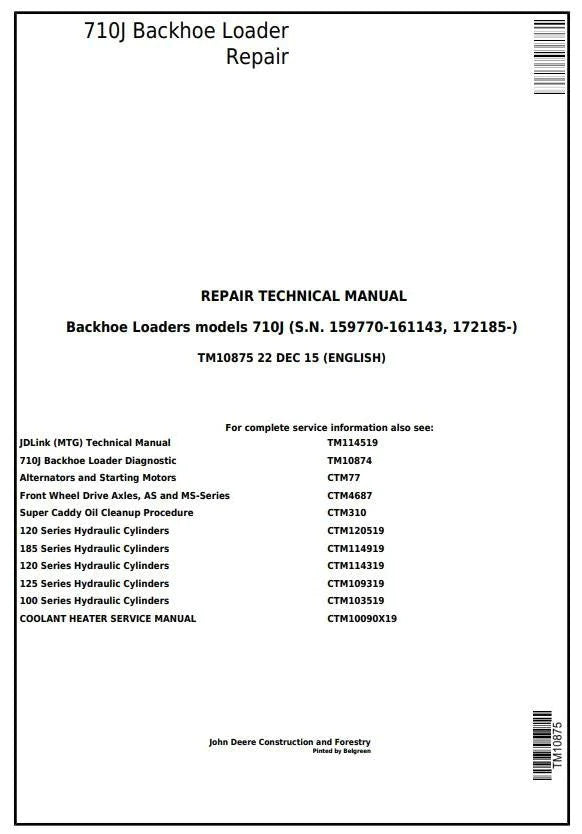 PDF TM10133 John Deere 710J Backhoe Loader (S.N. -159769) Diagnostic & Test Service Manual