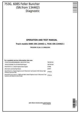 Pdf TM10280 John Deere 753G, 608S Tracked Feller Buncher Diagnostic & Test Service Manual