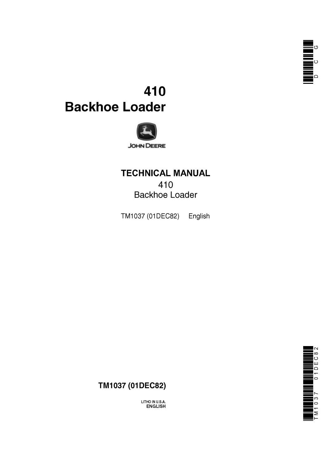 Pdf TM1037 John Deere 410 Backhoe Loader Service Technical Manual