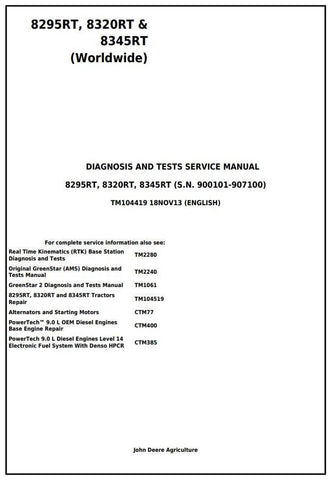 PDF TM104419 John Deere 8295RT 8320RT 8345RT Tractor Diagnosis and Test Service Manual