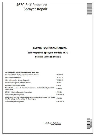 Pdf TM106119 John Deere 4630 Self-Propelled Sprayer Repair Service Manual