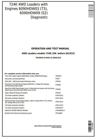 PDF TM10696 John Deere 724K Wheel Loader Diagnostic and Test Service Manual