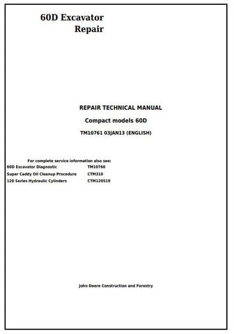 Pdf TM10761 John Deere 60D Compact Excavator Repair Service Manual