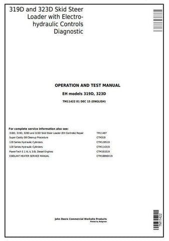 Pdf TM11422 John Deere 319D 323D Skid Steer Loader EH Controls Diagnostic and Test Service Manual