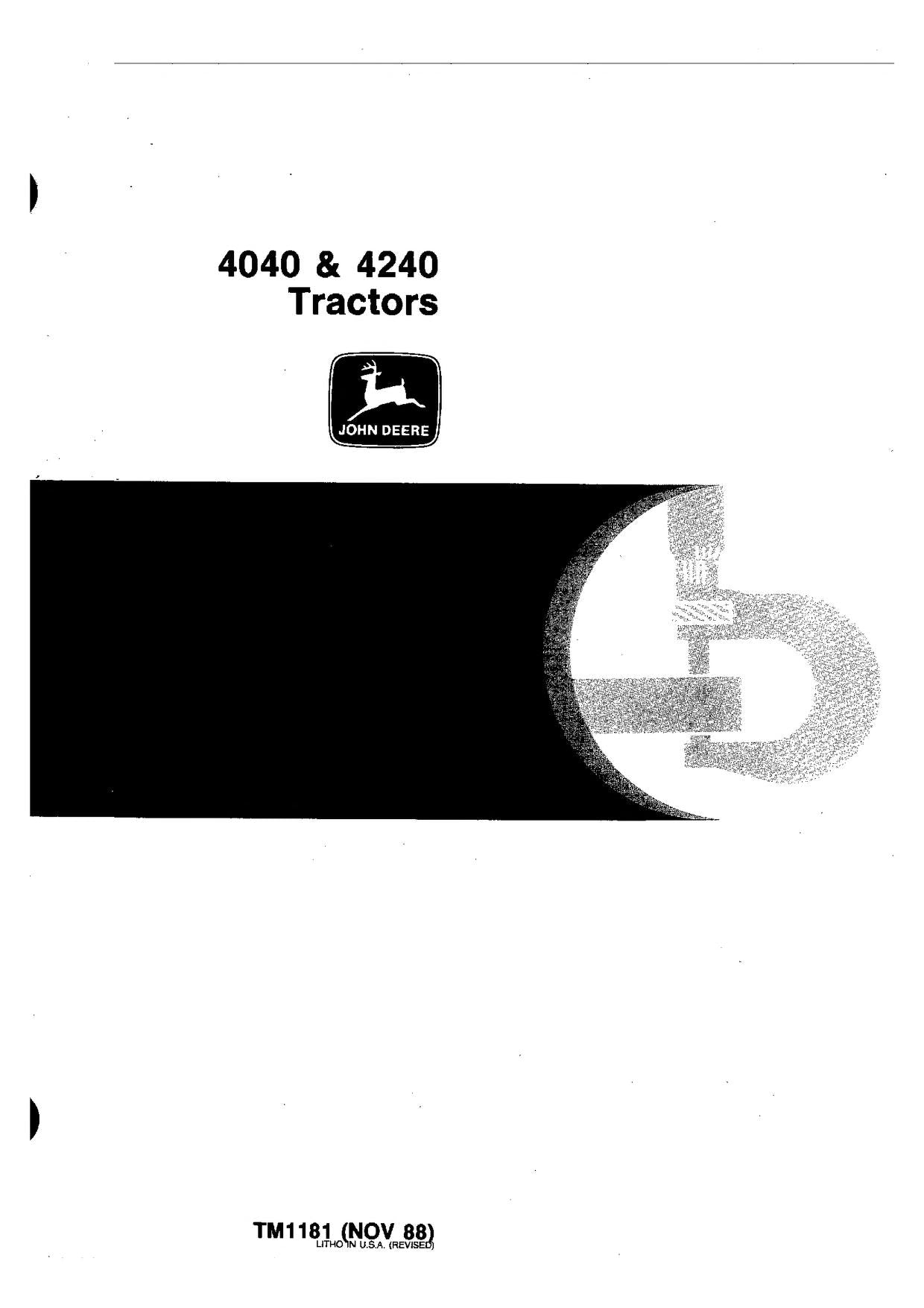 TM1181 - John Deere 4040 & 4240 Tractor Repair Service Manual