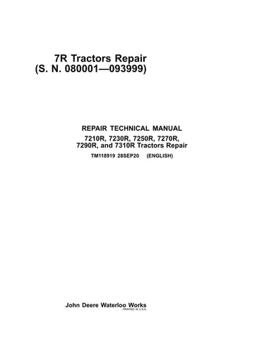 Pdf TM118919 John Deere 7210R 7230R 7250R 7270R 7290R 7310R Tractor Repair Service Manual