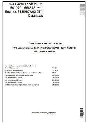 PDF TM12113 John Deere 4WD 824K Wheel Loader Diagnostic and Test Service Manual