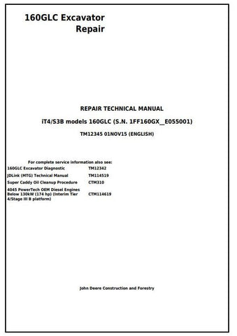 Pdf TM12345 John Deere 160GLC iT4/S3B Excavator Repair Service Manual