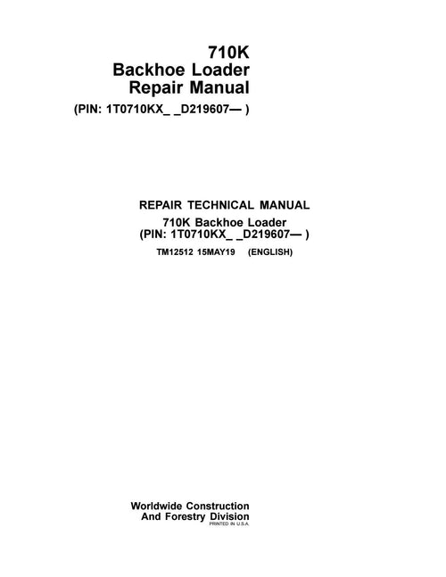 Pdf TM12512 John Deere 710K (T3/S3A) Backhoe Loader Repair Service Manual