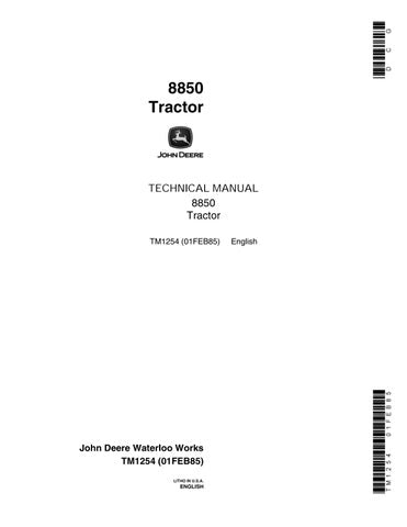 Pdf TM1254 John Deere 8850 4WD Articulated Tractor Repair Service Manual