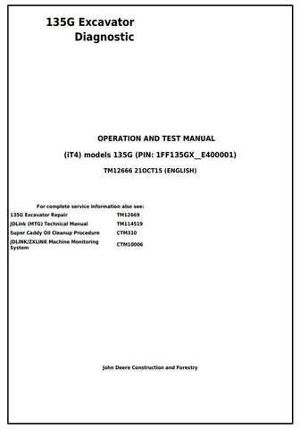 Pdf TM12666 John Deere 135G (iT4) Excavator Diagnostic and Test Service Manual