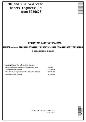 Pdf TM12802 John Deere 328E, 332E Skid Steer Loader Diagnostic and Test Service Manual