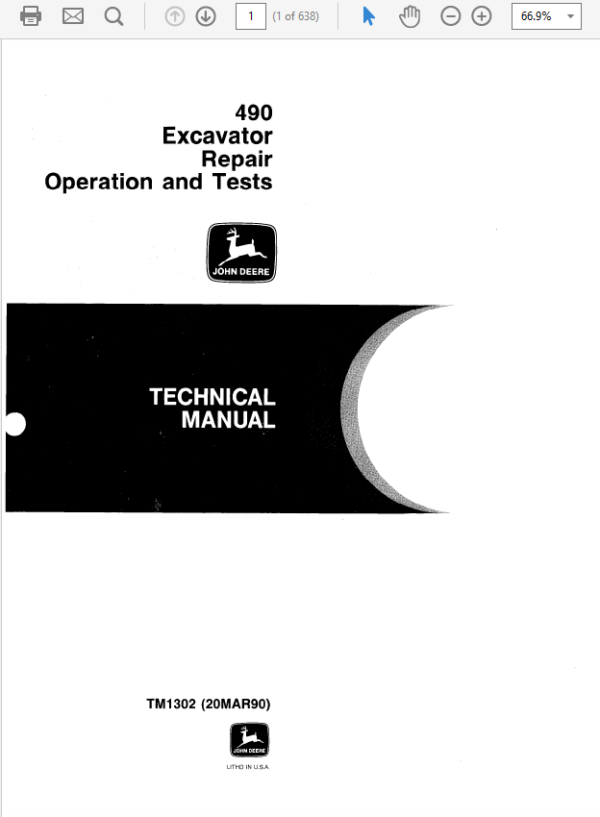 Pdf TM1302 John Deere 490 Excavator Repair Service Manual