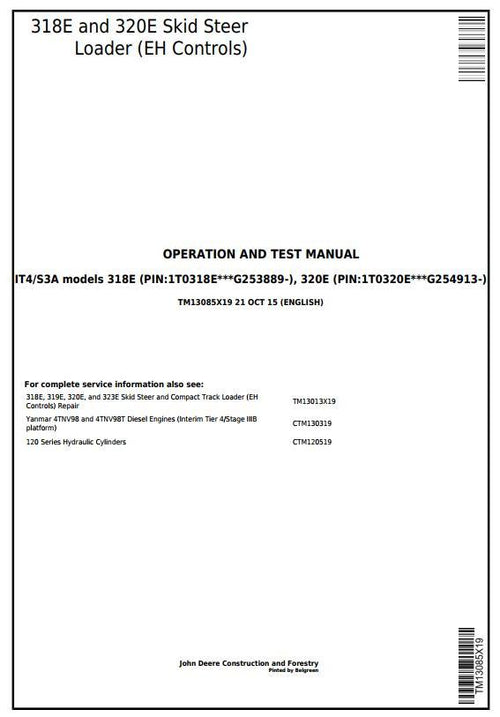 PDF TM13085X19 John Deere 318E 320E Skid Steer Loader EH Controls Diagnostic & Test Service Manual