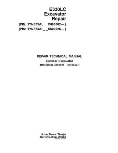 Pdf TM13111X19 John Deere E330LC Excavator Repair Service Manual