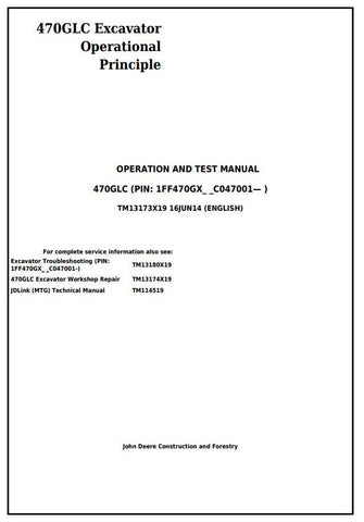 Pdf TM13173X19 John Deere 470GLC Excavator Troubleshooting and Test Service Manual