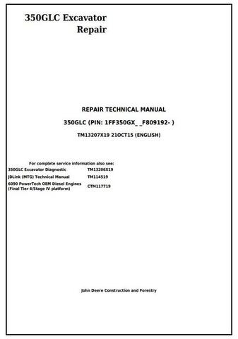 Pdf TM13207X19 John Deere 350GLC Excavator Repair Service Manual