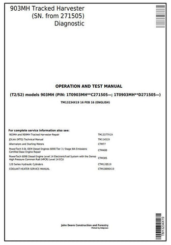 PDF TM13234X19 John Deere 903MH Tracked Harvester Diagnostic & Test Service Manual