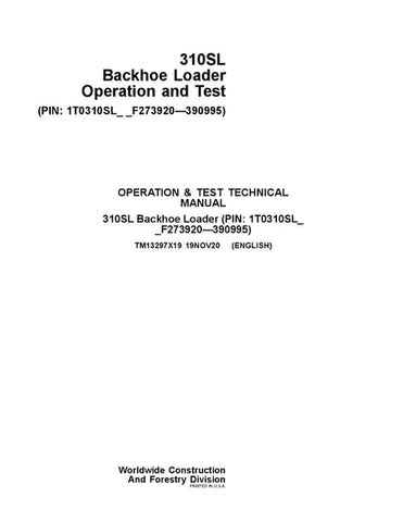 PDF TM13297X19 John Deere 310SL Backhoe Loader Diagnostic & Test Service Manual