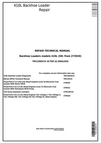 Pdf TM13306X19 John Deere 410L Backhoe Loader Repair Service Manual