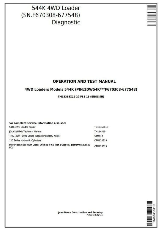 PDF TM13363X19 John Deere 4WD 544K Wheel Loader Diagnostic & Test Service Manual