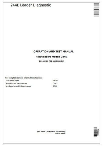 PDF TM1502 John Deere 4WD 244E Wheel Loader Diagnostic and Test Service Manual