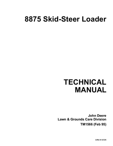 Pdf TM1566 John Deere 8875 Type Skid Steer Loader Repair Service Manual