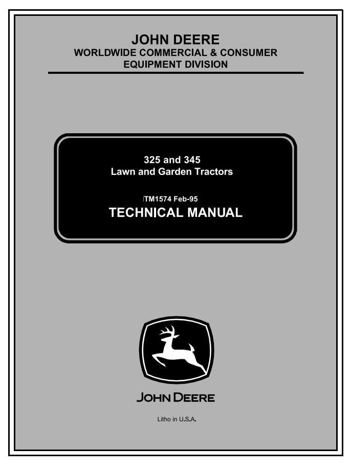 Pdf TM1574 John Deere JD Lawn and Garden Tractor Riding Lawn Equipment Repair Service Manual