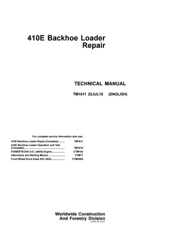 Pdf TM1611 John Deere 410E Backhoe Loader Repair Service Manual