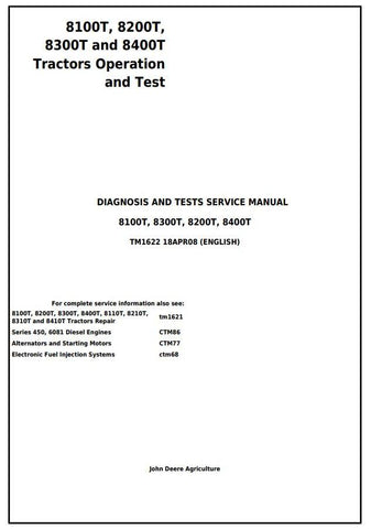 PDF TM1622 John Deere 8100T 8200T 8300T 8400T Track Tractor Diagnosis and Test Service Manual
