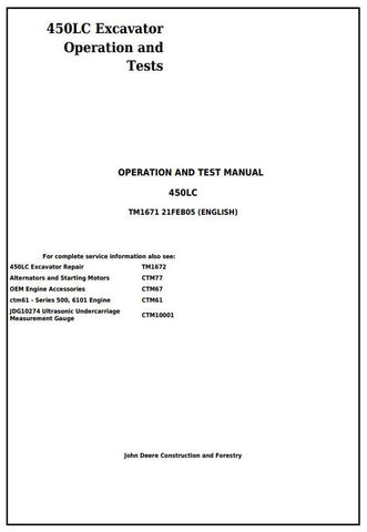 Pdf TM1671 John Deere 450LC Excavator Diagnostic and Test Service Manual