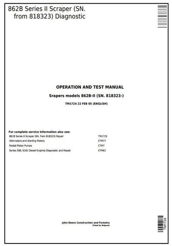 PDF TM1724 John Deere 862B Series II Scraper Diagnostic & Test Service manual