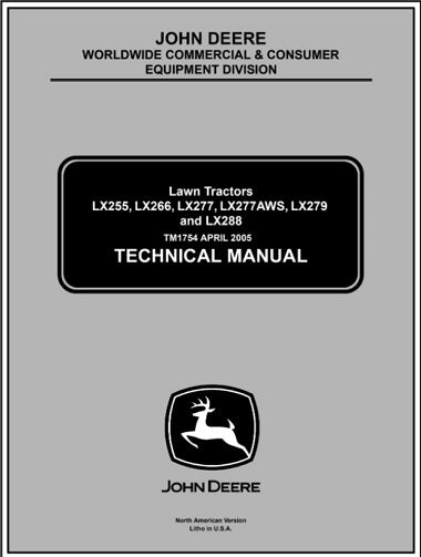 Pdf TM1754 John Deere LX255 LX266 LX277 LX279 LX288 Tractor Repair Service Manual