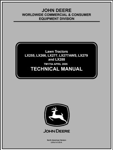 Pdf TM1754 John Deere LX255 LX266 LX277 LX279 LX288 Tractor Repair Service Manual